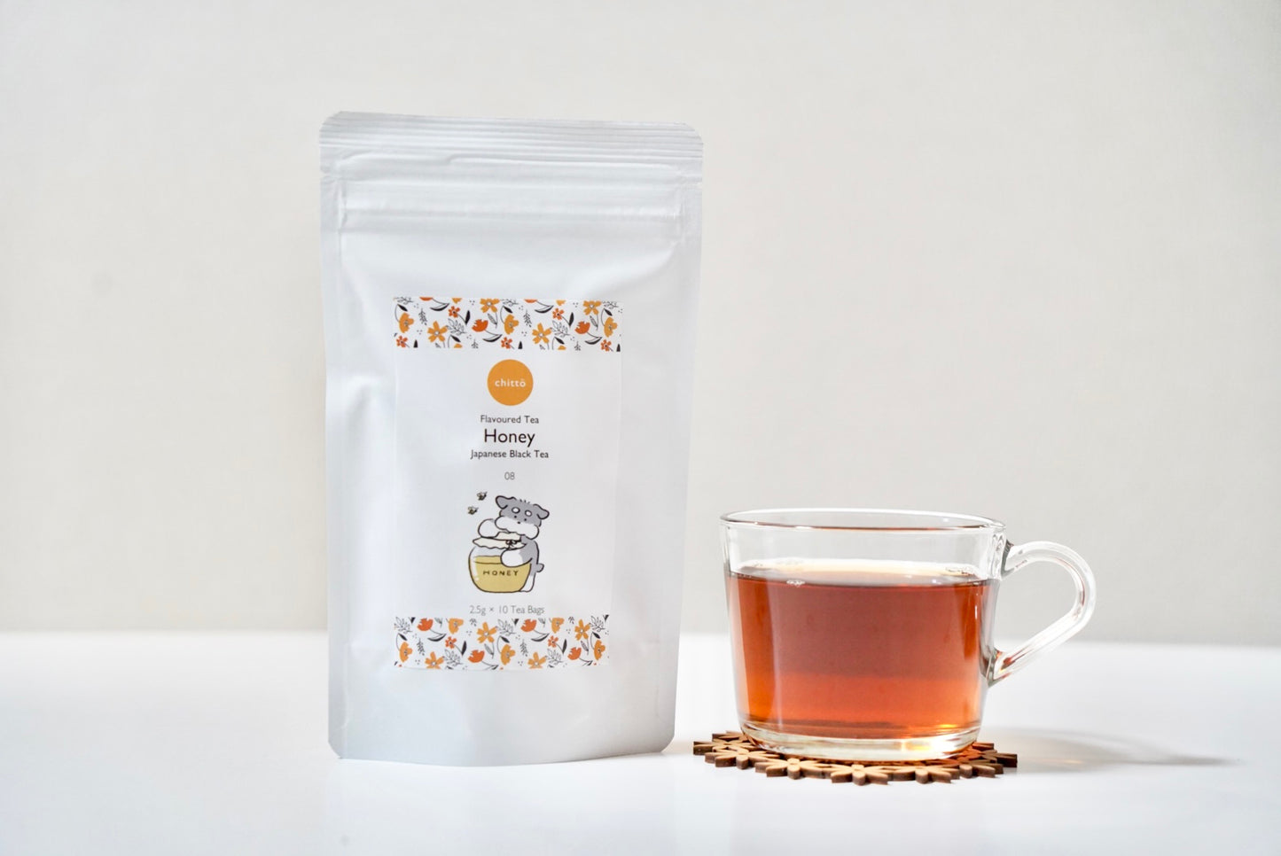 <HUIS × chittö >選べる1種のJAPANESE TEA&HUISのくつした ギフトセット(シュナウザー)ティーバッグ10個入