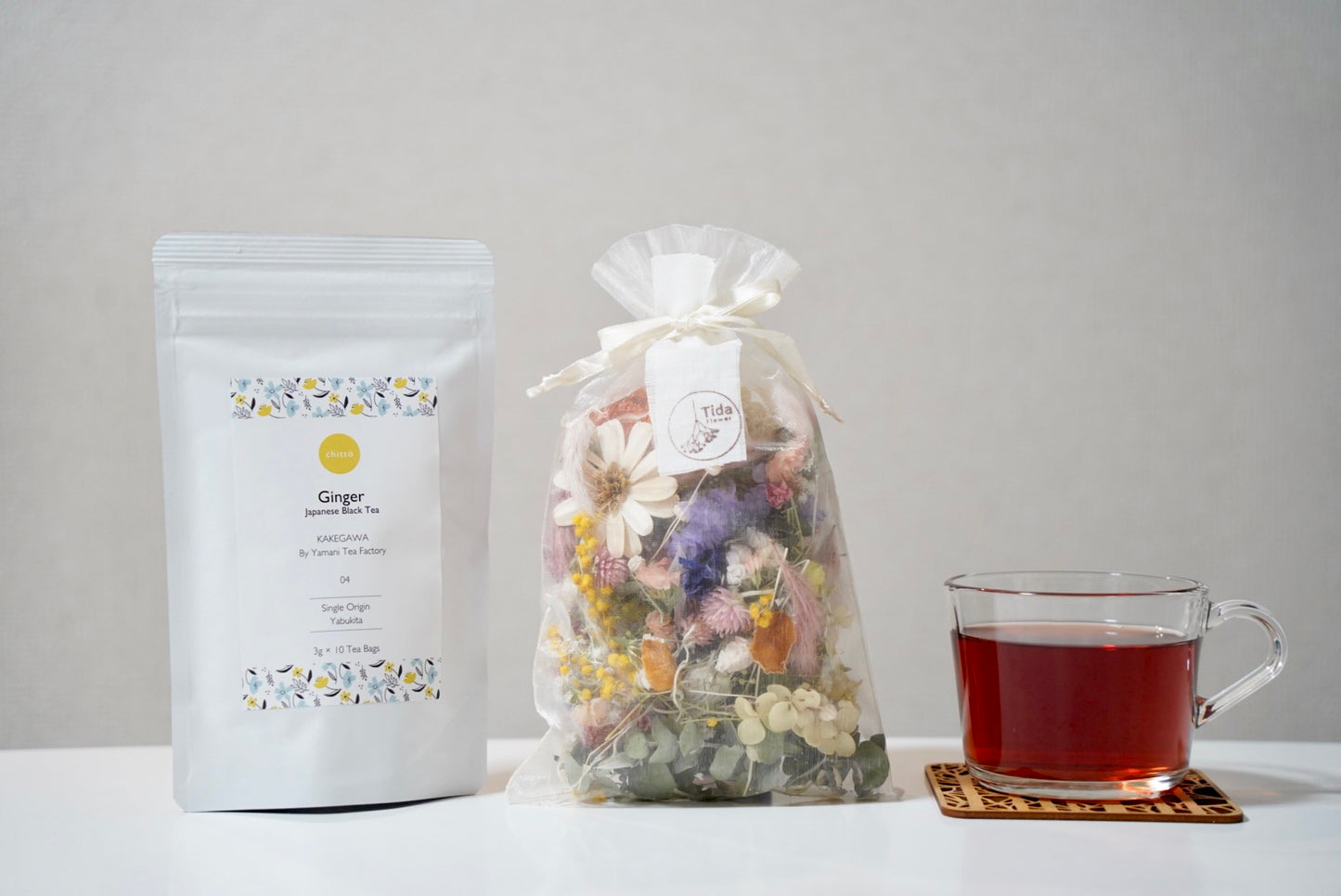 <TOKYO FANTASTIC × chittö >ドライフラワーポプリ+選べる3種のJAPANESE TEA ギフトセット