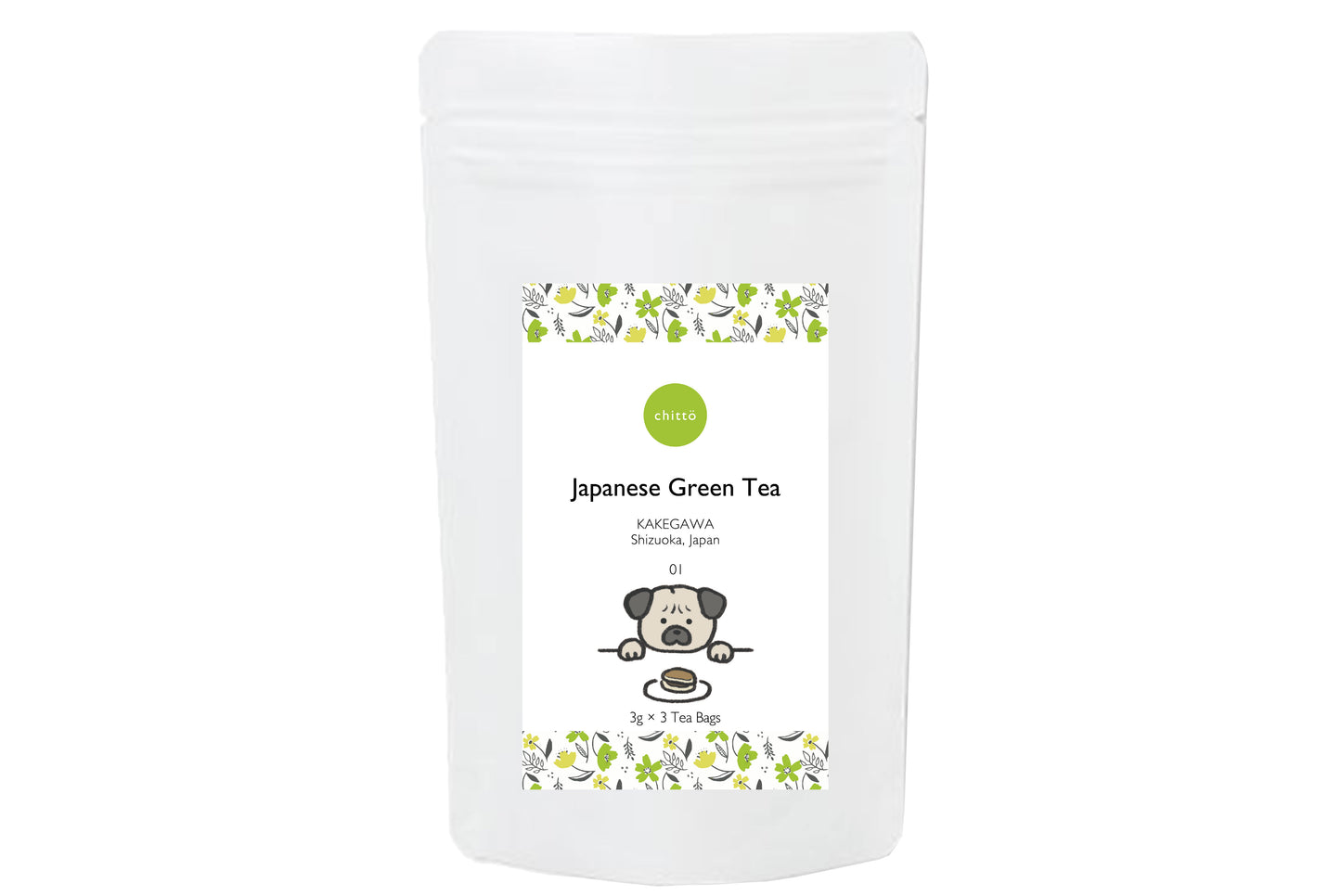 3 types of JAPANESE TEA & dog muffler gift set with Dogs. series (Schnauzer) to choose from