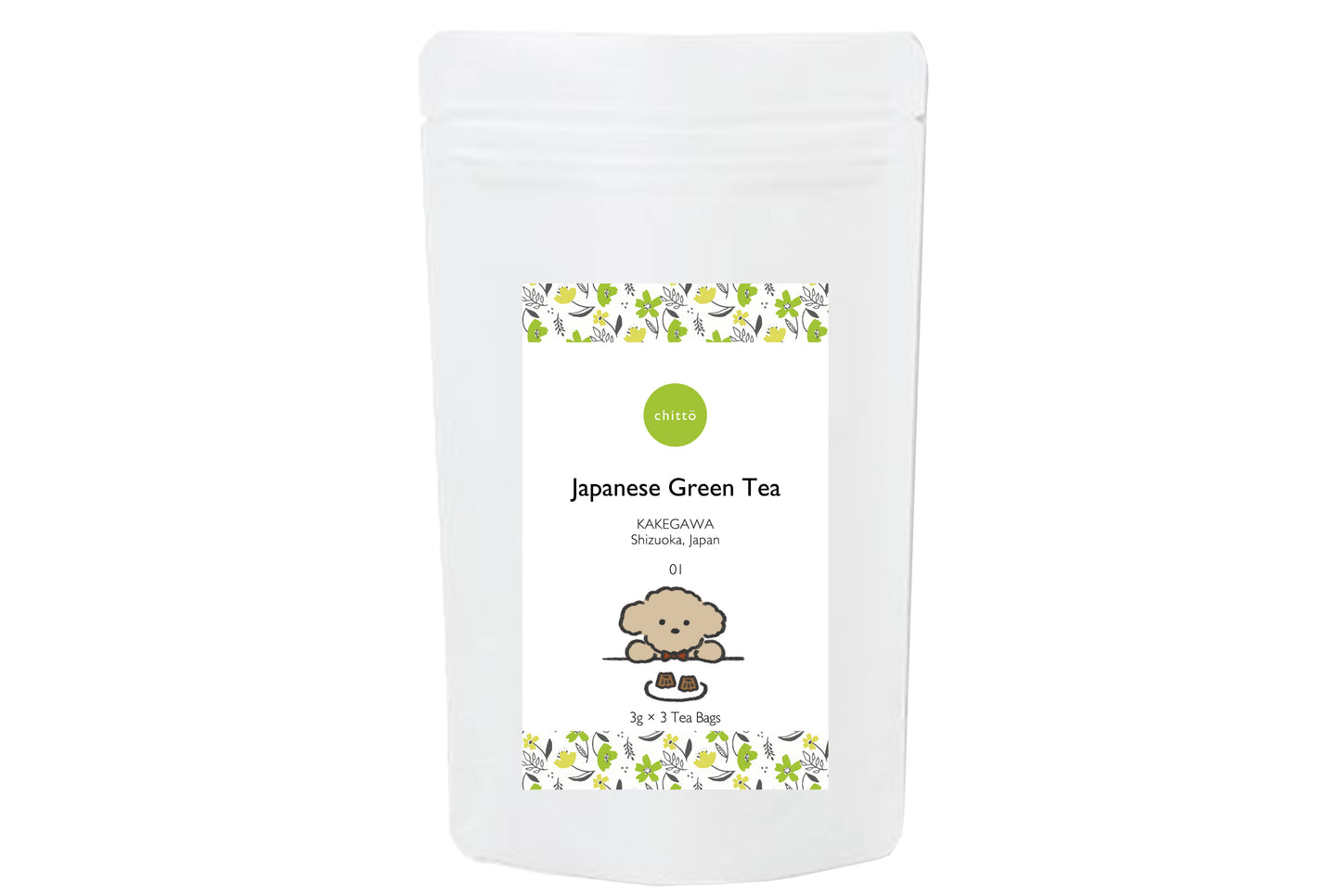 3 types of JAPANESE TEA & dog muffler gift set with Dogs. series (Schnauzer) to choose from