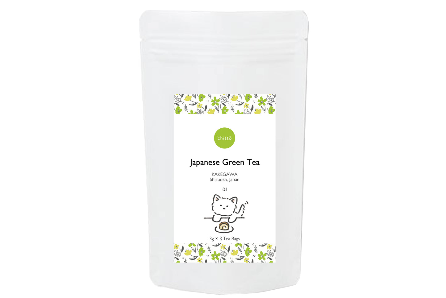 3 types of JAPANESE TEA & dog muffler gift set with Dogs. series (Schnauzer) to choose from