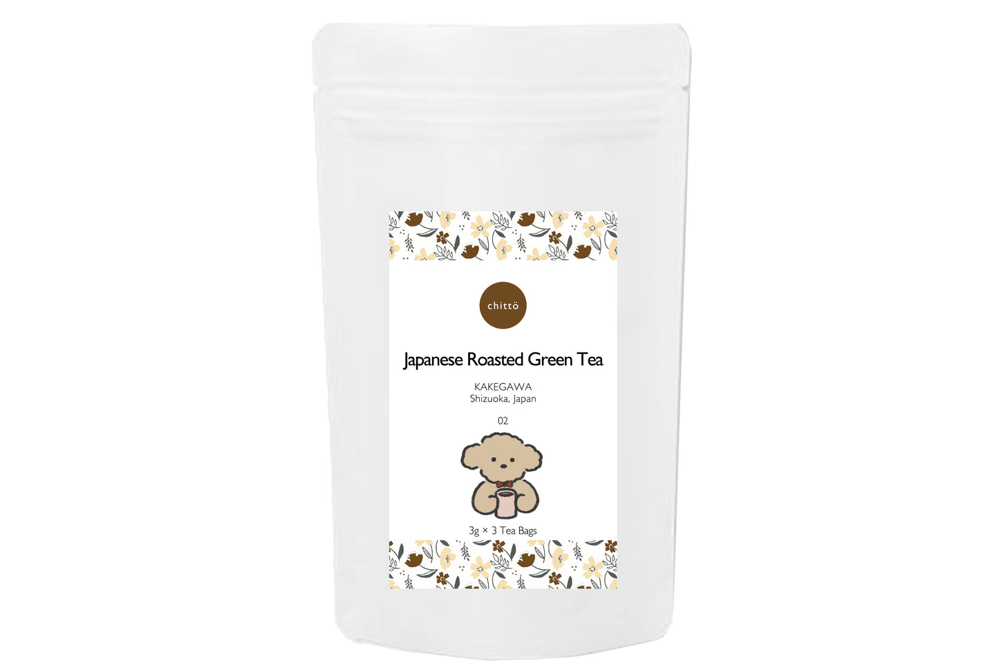 3 types of JAPANESE TEA & dog muffler gift set with Dogs. series (Schnauzer) to choose from