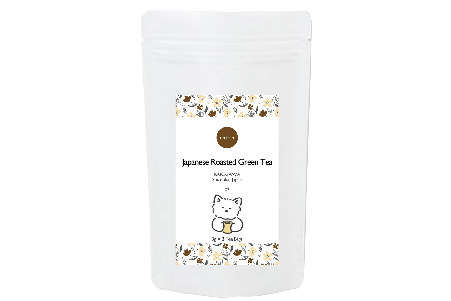 3 types of JAPANESE TEA & dog muffler gift set with Dogs. series (Schnauzer) to choose from