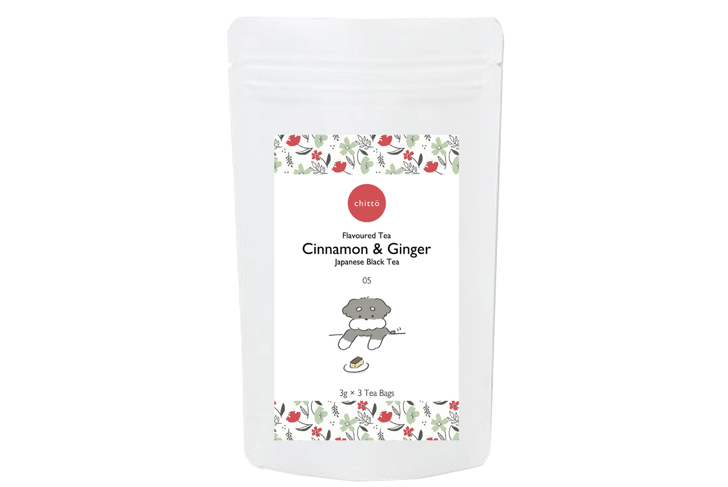 05 CINNAMON &amp; GINGER [Japanese Black Tea Flavored Tea Cinnamon &amp; Ginger] with Dogs. Series (Schnauzer)