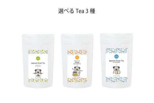 3 types of JAPANESE TEA &amp; dog muffler gift set with Dogs. series (Schnauzer) to choose from