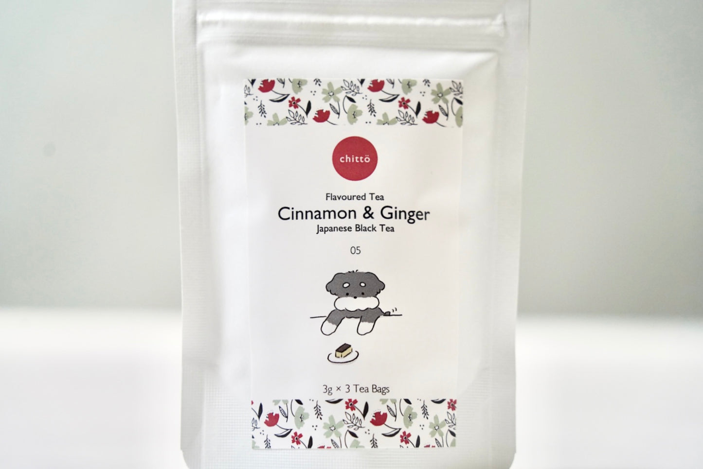 05 CINNAMON &amp; GINGER [Japanese Black Tea Flavored Tea Cinnamon &amp; Ginger] with Dogs. Series (Schnauzer)