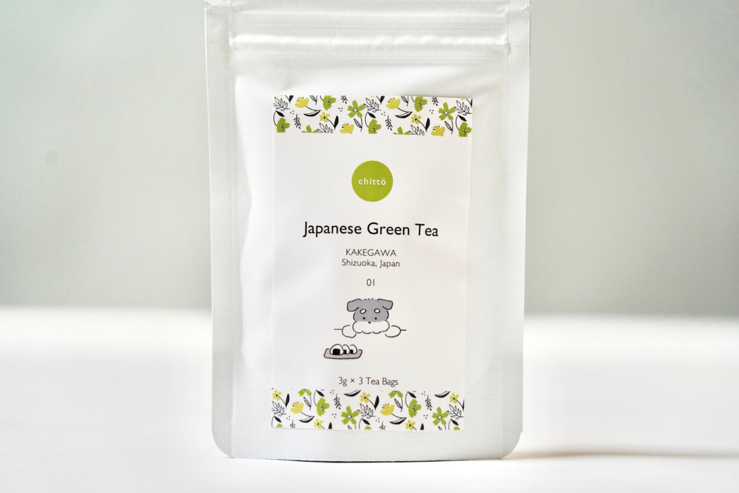 01 JAPANESE GREEN TEA [Sencha] with Dogs. Series (Schnauzer)