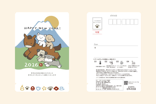 New Year's Card 2024 with Dogs. Series Schnauzer (2 Sencha Tea Bags)