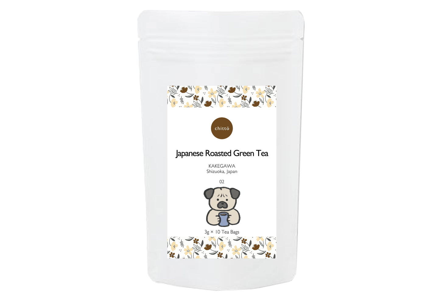 ＜TOKYO FANTASTIC × chittö ＞ドライフラワーポプリ＋選べる1種のJAPANESE TEA　ギフトセット（パグ）ティーバッグ10個入